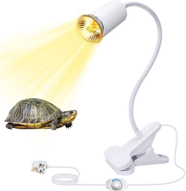 Tortoise Heat Lamp UVA UVB Reptile Heat Lamp Basking Lamp with Ceramic Bulb Holder Terrarium Heat Lamp with Clip Turtle Tank Accessories Tortoise Light 360°Flexible Aquarium Heating Light for Lizard