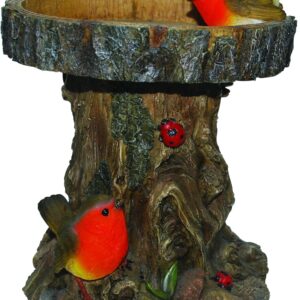 Vivid Arts Tree Trunk Bird Feeder with Robins Garden Decor BC-TRTK-B