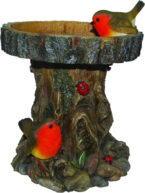 Vivid Arts Tree Trunk Bird Feeder with Robins Garden Decor BC-TRTK-B