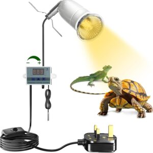 WYFCR Reptile Ceramic Heat Lamp Holder 500W, with Smart Thermostat, Reptile Basking Lamp Holder for E27 Bulbl, E27 Tortoise Heat Lamp Holder for Aquarium Lizard Turtles Snakes Frog Spider