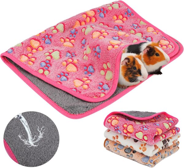 YUEPET Waterproof Guinea Pig Blankets Washable 3 Pack Small Animal Fleece Cage Liners Pet Soft Sleep Mat Pad Cover Warm Flannel Throw for Hamster Guinea Pig Rabbit Chinchilla Hedgehog Ferret 23"×16"