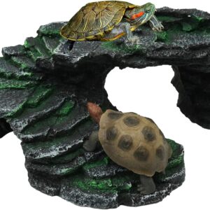 Yuecheng BREUAILY Reptile Ramp Platform Turtle Basking Platform Rock Step Bar and Gecko Cave Hideout Terrarium Decoration Accessories Reptiles Decoration