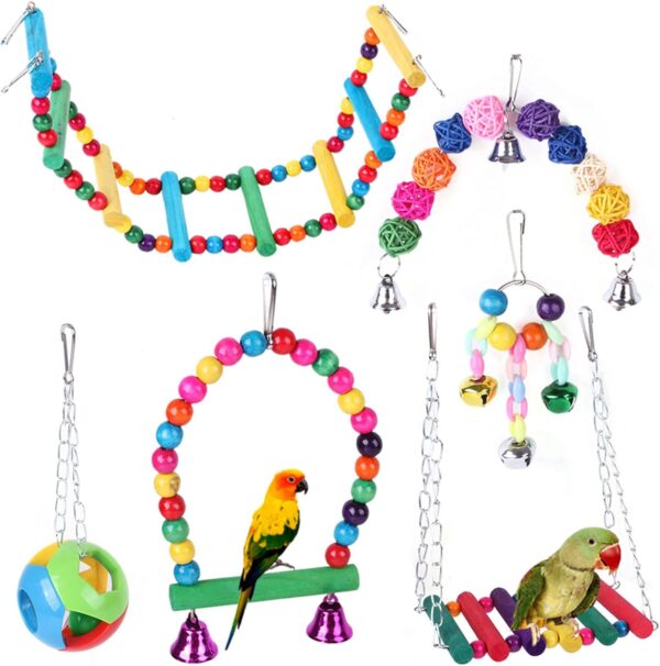 Ywmsfl Bird Swing Toy Parakeet Ladder Bridge Bird Foraging Wall Toy Chewable Parrot Toy Bird Cage Toy Bird Foraging Toy Birdtoy