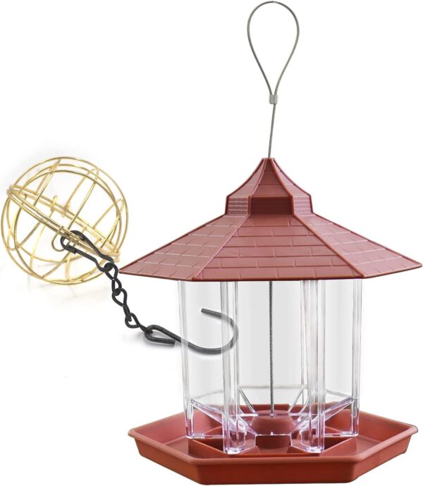 Zeqeey Hanging Bird Feeder, Mix Blends Sunflower Heart Peanuts Nut Seed Birdfeeder, Food Holder for Feeding Outdoor Garden Wildlife Little Birds Attracting Dunnocks Sparrows Robins Small Birds