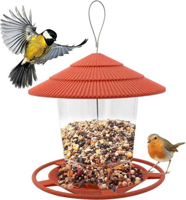 Zeqeey Mix Seed Hanging Bird Feeder for Feeding Wildlife Birds Outdoor Garden Seed Blends Sunflower Heart Peanuts Nut Feeding Dunnocks Sparrows Robins Small Birds, Brown