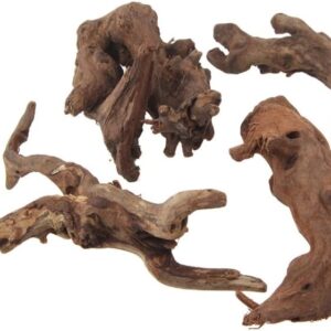 emours Natural Driftwood Branches Reptiles Aquarium Decoration Assorted Size,Small,4 Pieces