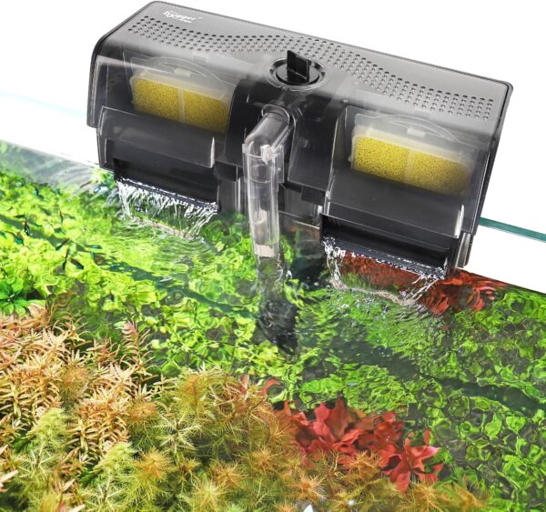 hygger Hang On Back Aquarium Filter 30-70 Gallon Power Quiet Fish Tank Filter Multi-Stage Filtration Adjustable Waterfall Hob Filter with 8 Cartridges & Extension Pipe for Freshwater Saltwater