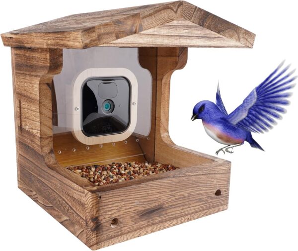 iTODOS Bird Feeder Camera Case Compatible with Blink Outdoor Camera (XT4/XT3/XT2/XT),Watch Birds On Your Phone,Natural Wooden Handcraft Close to Nature,Gift for Bird Lover-(Camera NOT Included)