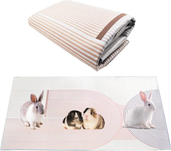 kathson Large Rabbit Cage Liner 78.7”×39.4” Guinea Pig Bedding Waterproof Bunny Washable Floor Mat Reusable Absorbent Non Slip Pet Pee Pad for Small Animals Cages Hamster Chinchilla Cat Dog