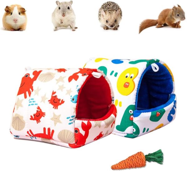 kuivoo 2PS Guinea Pig Bed,Small Pet Bed House,Soft Warm Sleeping Bed,Small Animal Cage Home Nest Cave and Hideout for Young Guinea Pig,Hamster,Hedgehog,Squirrel