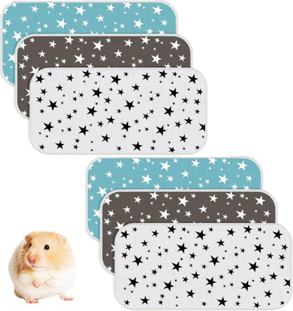 rflaueo 6pcs Guinea Pig Cage Liners Guinea Pig Bedding Reusable Fast Absorbent Waterproof Puppy Pee Pads for Small Animals Pet Cat Hamster Rabbit Liners(U160-6)